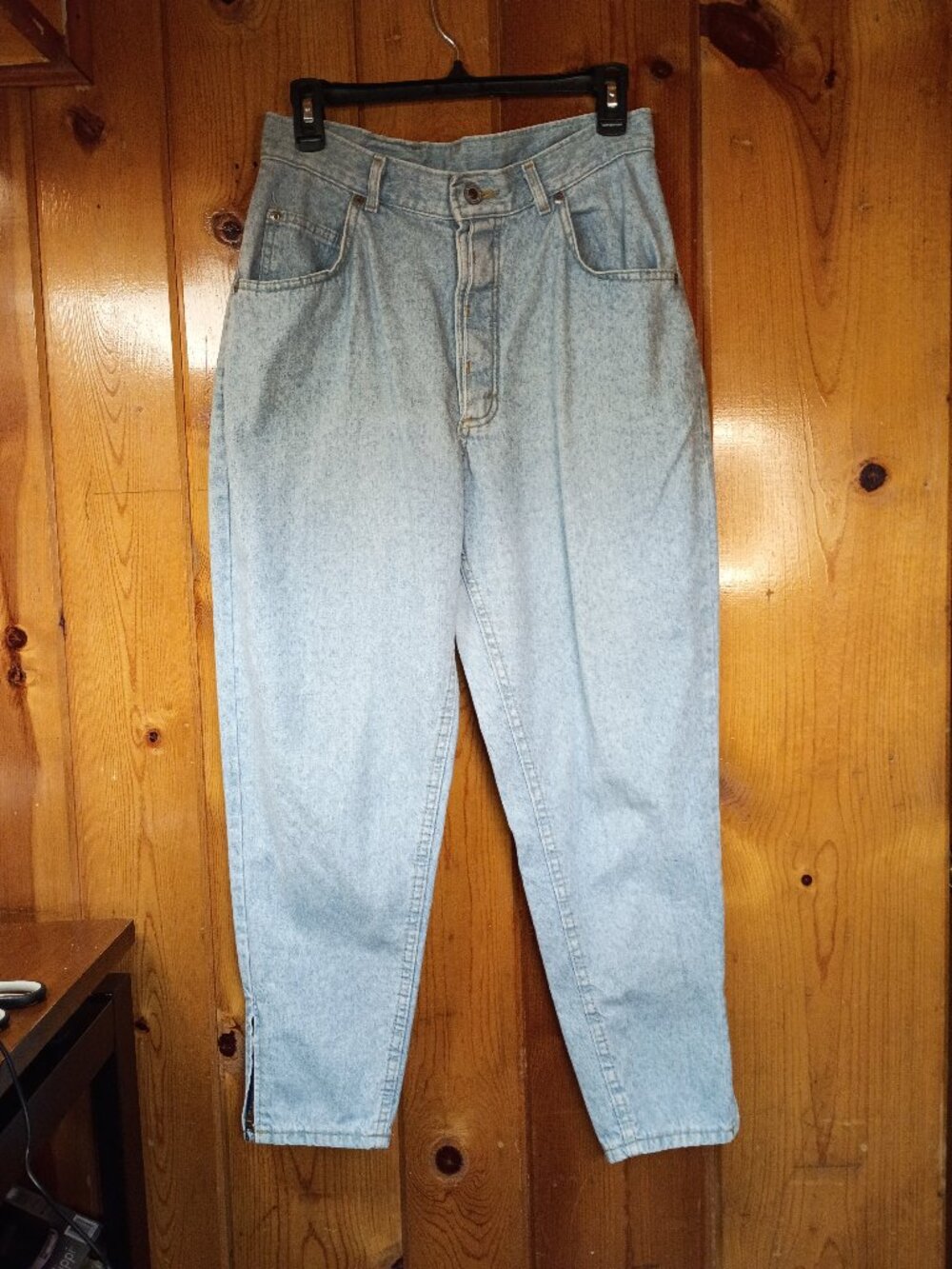 Vintage Lee Mom Jeans Acid Wash Pleated Front Zip Cuff 14P Late 80s/Early 90s